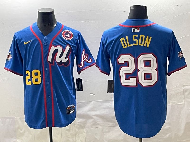 Men 2025 Atlanta Braves #28 Olson Blue All star Nike MLB Jersey style 02->atlanta braves->MLB Jersey